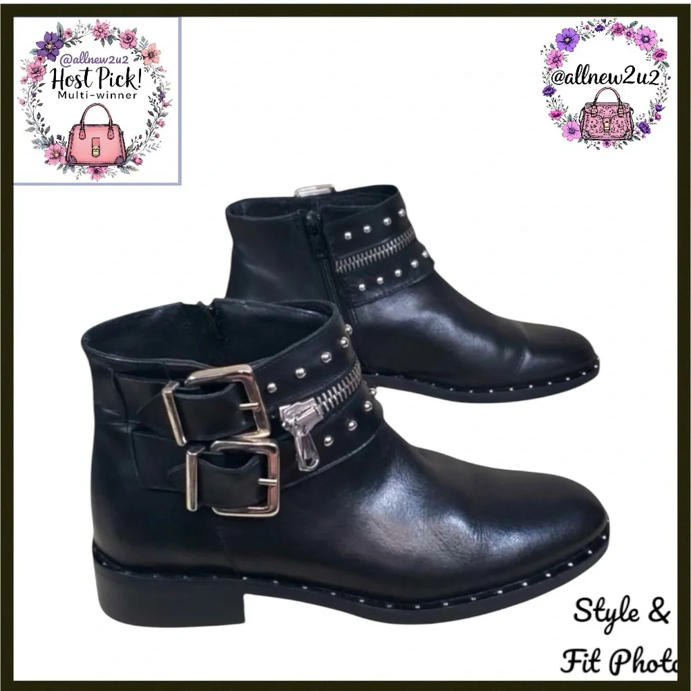 Charles David Black Ankle Boots with Silver Accents - Picture 3 of 14